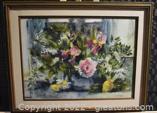 Framed Under Glass Still Life Signed and Dated